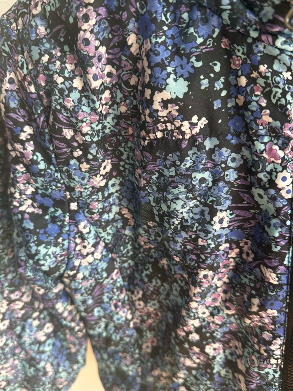Floral Quilted Zip-Up Jacket in Navy & Blue 14/16 - Picture 2 of 5